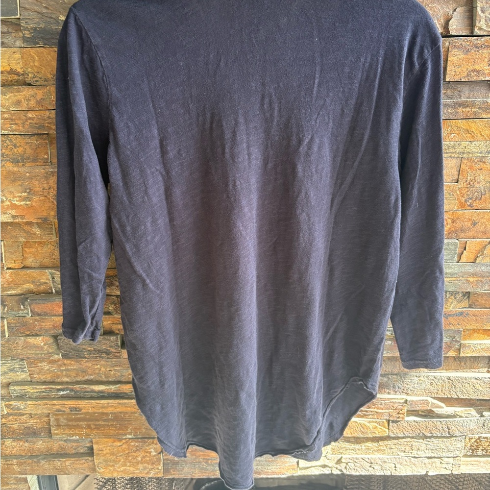 Elegant Dark Blue/Purple Long Sleeve V-Neck Top - Picture 5 of 6